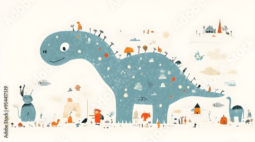 Friendly Dinosaur s Time Traveling Adventure Across Prehistoric Landscapes photo