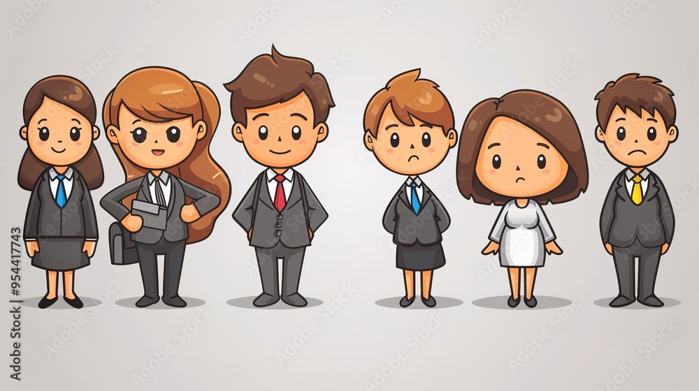 Stunning Cartoon Characters and Business People Elements: A Dynamic and Colorful Visual Ensemble. Showcasing Creativity and Professionalism.