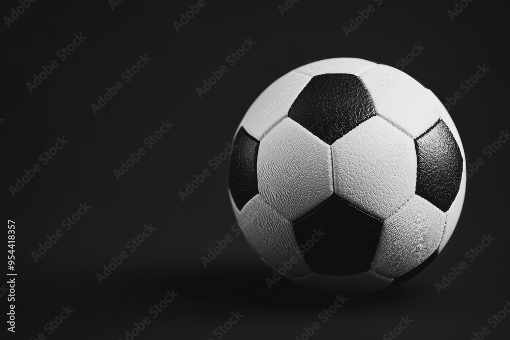 Naklejka premium Detailed black and white soccer ball image