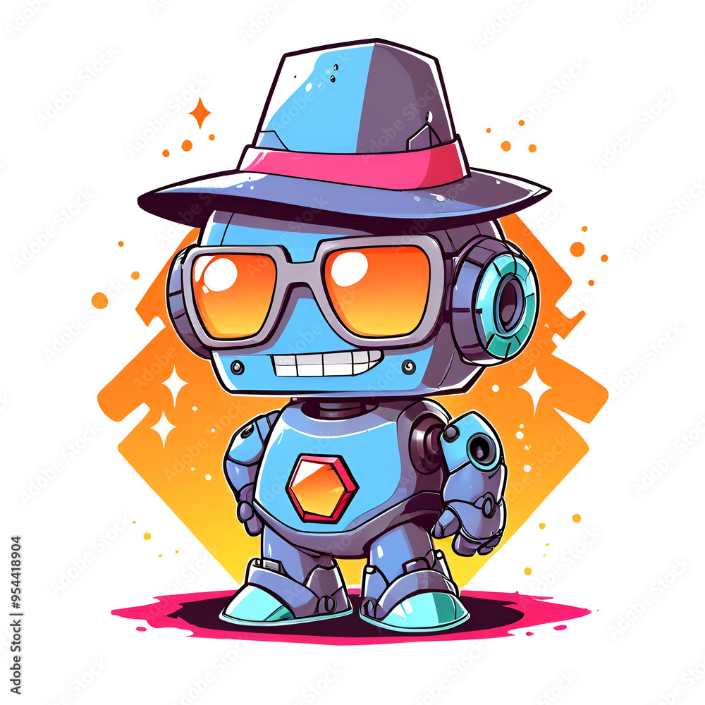 Cool Robot with Hat and Sunglasses Cool Robot with Hat and Sunglasses