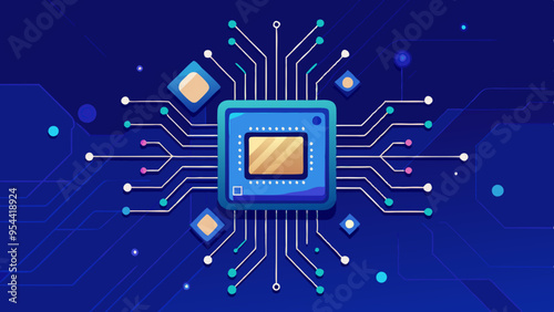 Circuito digital abstracto en fondo azul tecnológico