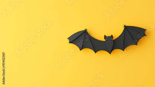 Minimalist Bat Silhouette Symbolizing Nighttime Creatures in Paper Cut Style photo