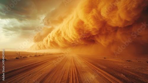 Dust Storm: A strong windstorm that lifts dust, reducing visibility, causing breathing difficulties, and leading to significant soil erosion.
 photo