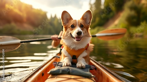 Happy Corgi On A Kayak Adventure In The Sun