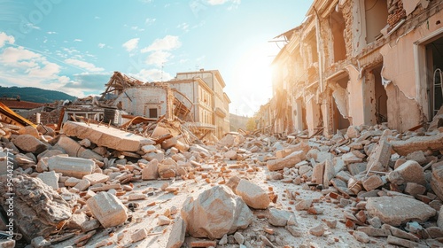 Earthquake: Intense shaking of the ground resulting in extensive destruction to buildings and infrastructure, and often causing significant casualties.
 photo