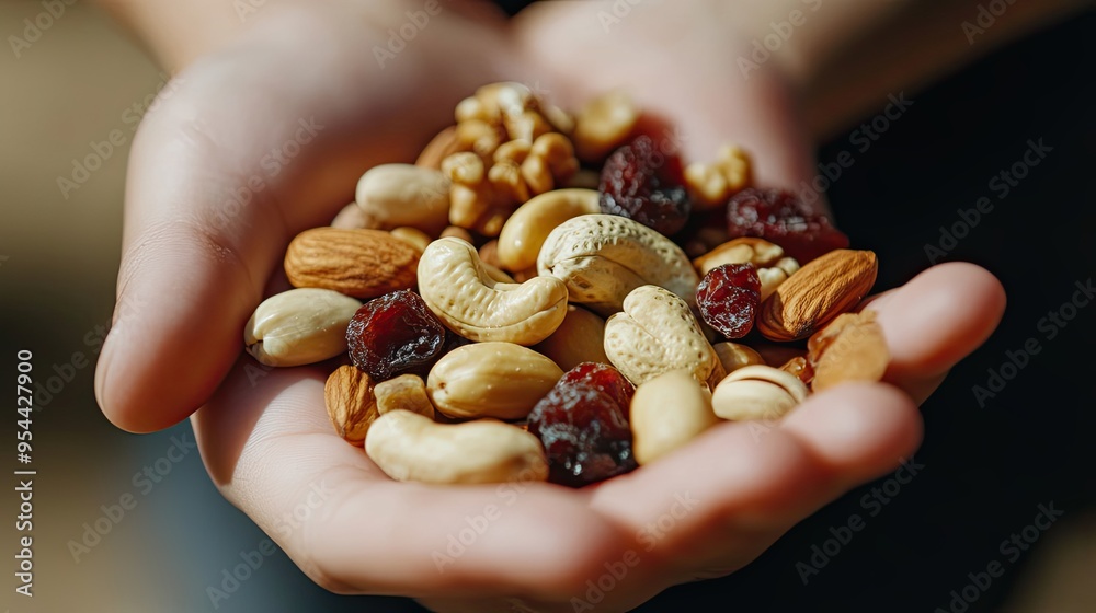 A Handful of Mixed Nuts and Dried Cranberries A Handful of Mixed Nuts and Dried Cranberries