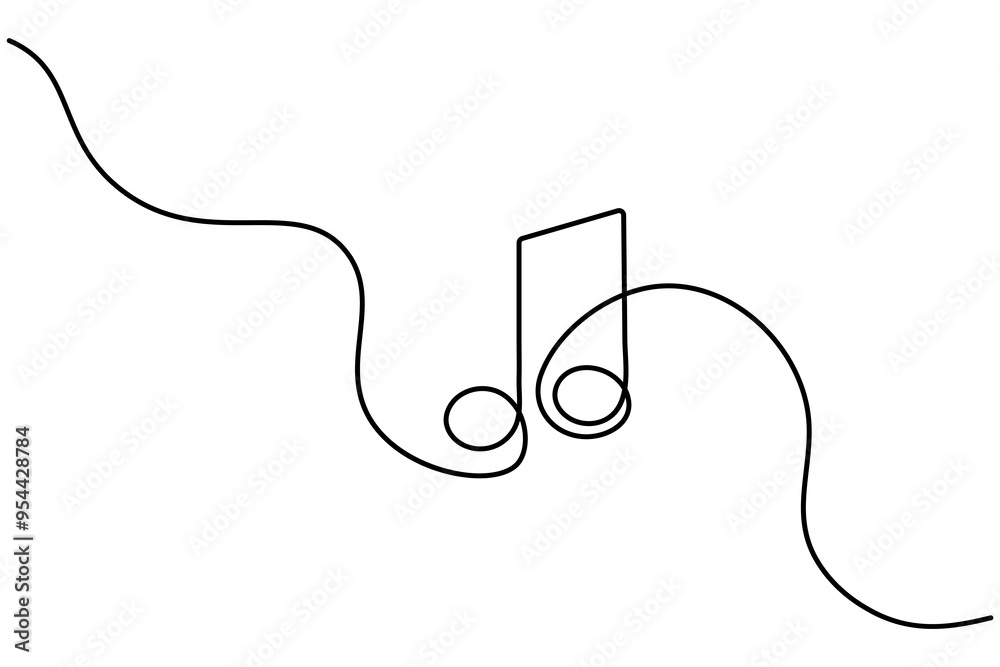 Music icon continuous one line drawing of isolated outline vector icon Music icon continuous one line drawing of isolated outline vector icon