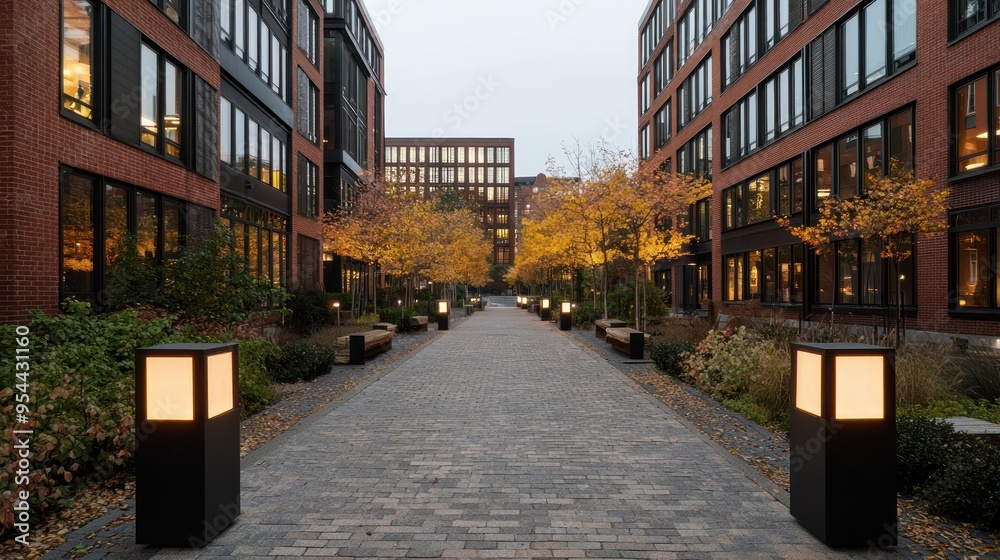 Fototapeta premium Brick Pathway in Autumn.