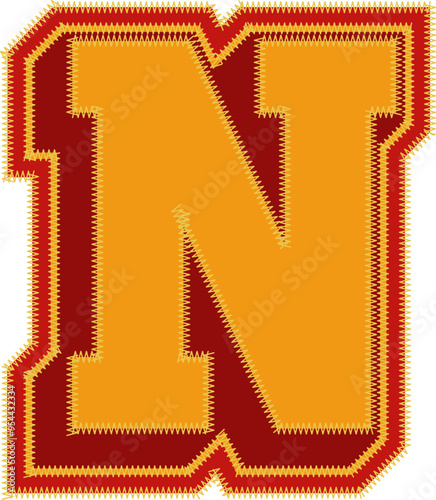 Baseball Patch Letter Alphabet Vector Element N