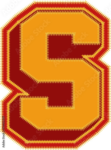 Baseball Patch Letter Alphabet Vector Element S