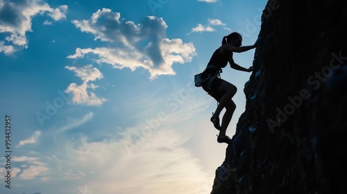 a climber silhouetted against the sky, capturing the thrill and challenge of outdoor bouldering.