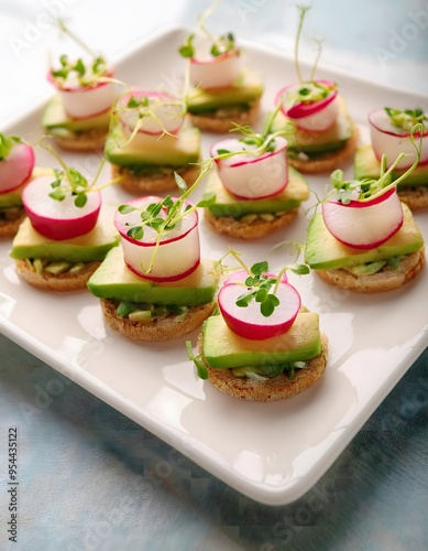 Vegan Canapés with Avocado and Radish