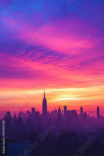 City Skyline at Dusk: A Serene Reflection on Life AmidstColorful Sky