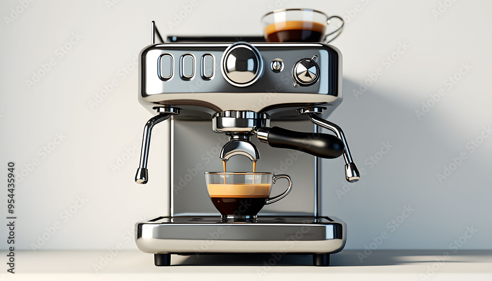 Modern Espresso Machine Brewing Coffee Modern Espresso Machine Brewing Coffee