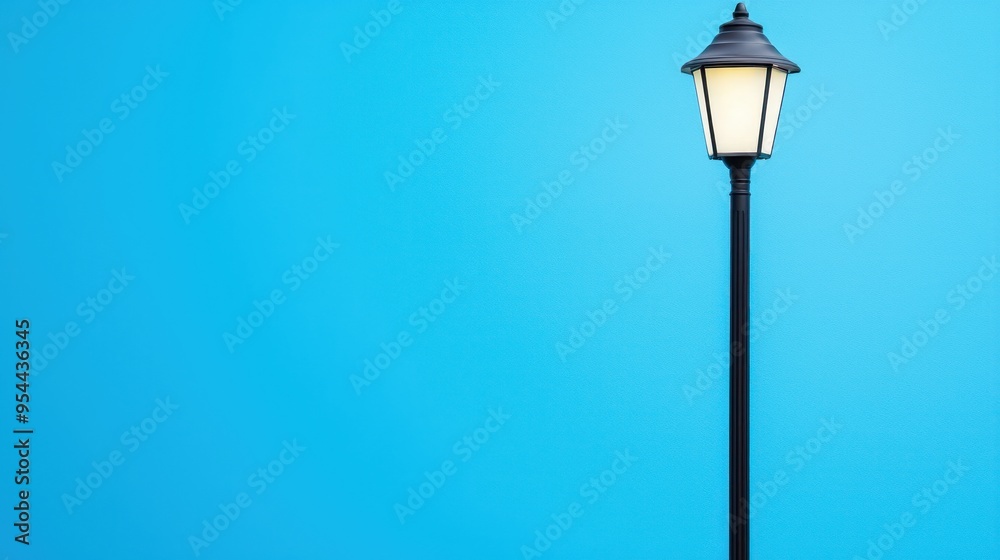 Street Lamp on Blue Wall. Street Lamp on Blue Wall.
