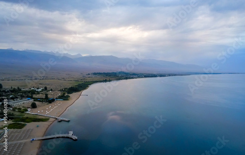 beautiful nature around issyk kul lake region in kyrgyzstan photo