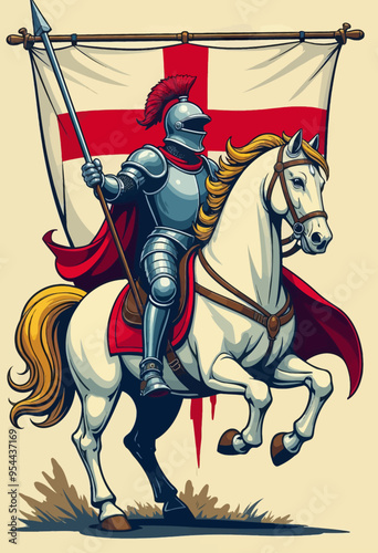 Knight on Horseback with Flag