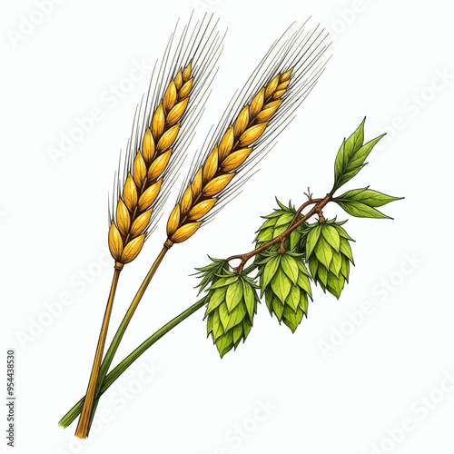 Golden wheat and green barley sprouts