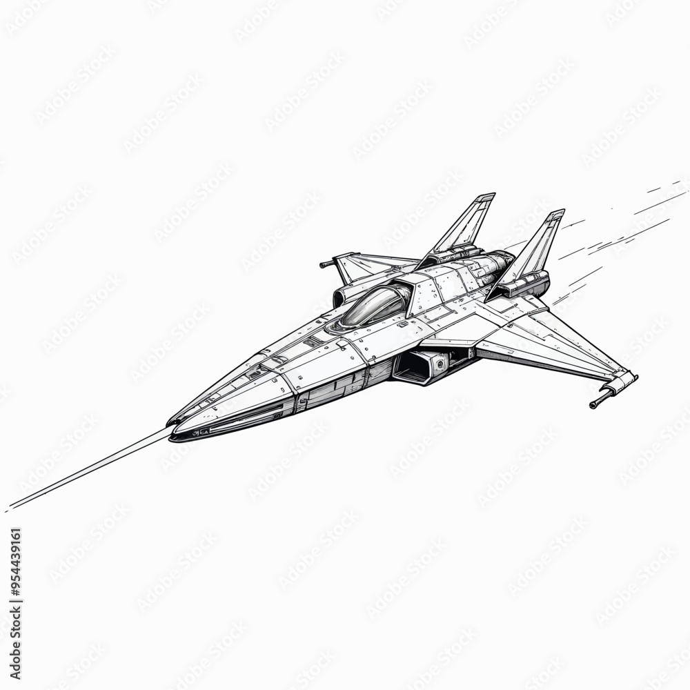 Futuristic Fighter Jet in Flight Futuristic Fighter Jet in Flight