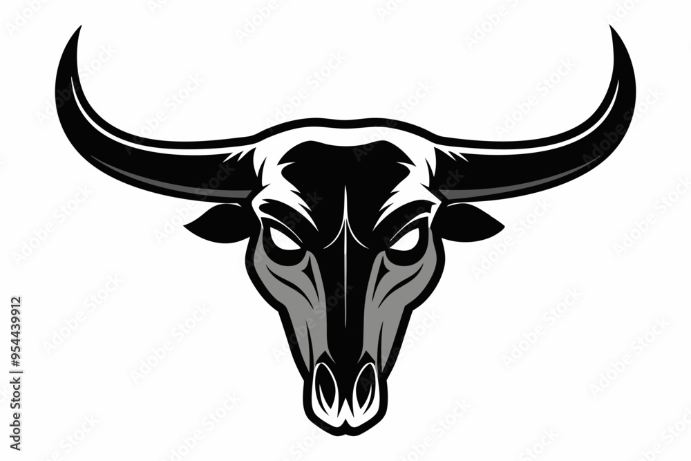 Skull of bull silhouette vector, Cow skull icon Skull of bull silhouette vector, Cow skull icon