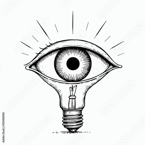 Eye Illuminated by Light Bulb