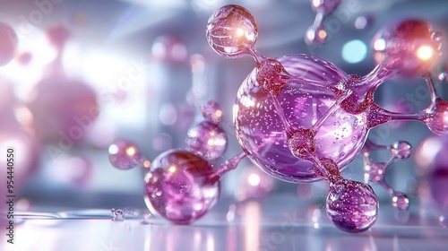  Purple object with numerous bubbles emanating from its center, surrounded by a fuzzy backdrop