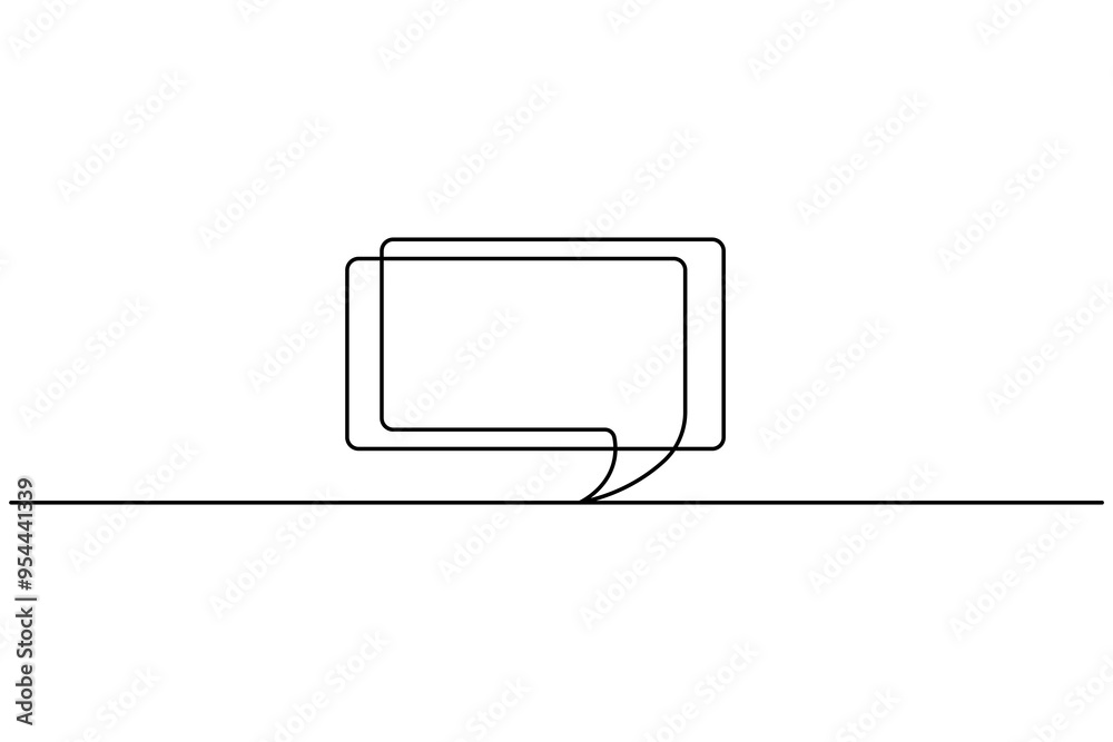 Speech bubble shape continuous one line drawing of isolated outline vector icon Speech bubble shape continuous one line drawing of isolated outline vector icon