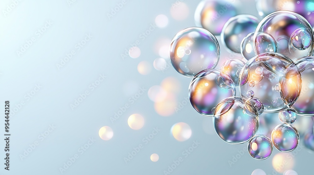 Blue and white background with many bubbles floating on top Blue and white background with many bubbles floating on top