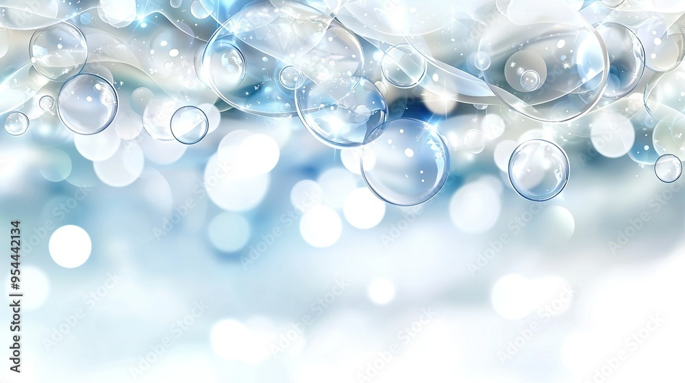 A group of air bubbles on a blue and white backdrop, with a soft blur effect A group of air bubbles on a blue and white backdrop, with a soft blur effect