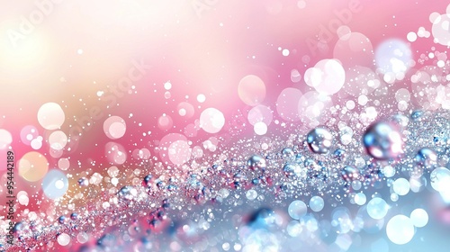  Blurry image of pink and blue background with bubbles