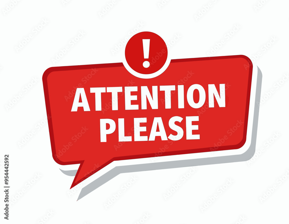 Attention Please: Red Signal Icon with White Text Attention Please: Red Signal Icon with White Text