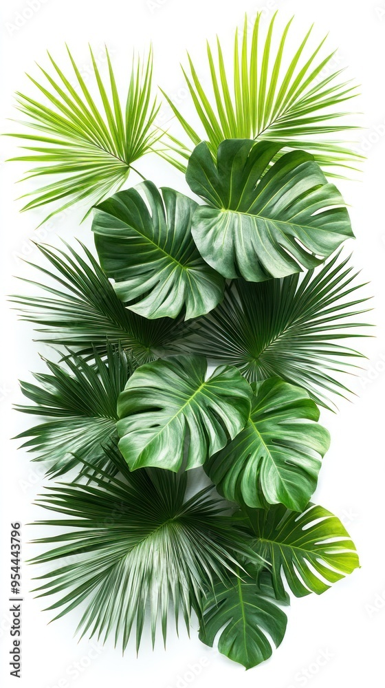 Tropical Leaf Arrangement on White Background Tropical Leaf Arrangement on White Background
