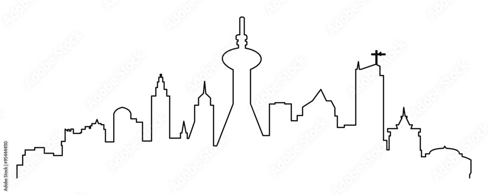 Fototapeta premium city landscape line drawing