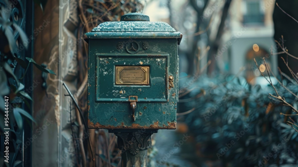 Mailbox: A petite container mounted on a post by the road, used for mail delivery and pickup, frequently including a flag to signal when outgoing mail is inside.
