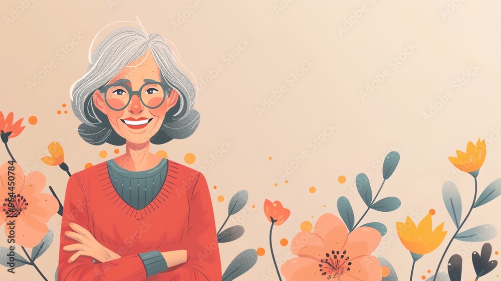 a woman with glasses standing in front of flowers and plants a woman with glasses standing in front of flowers and plants