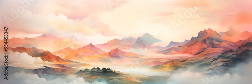 A living watercolor where colors blend and flow, forming new landscapes . Generative AI