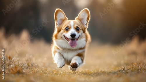 Energetic Corgi Dashing Through Grassy Field in Joyful Adventure