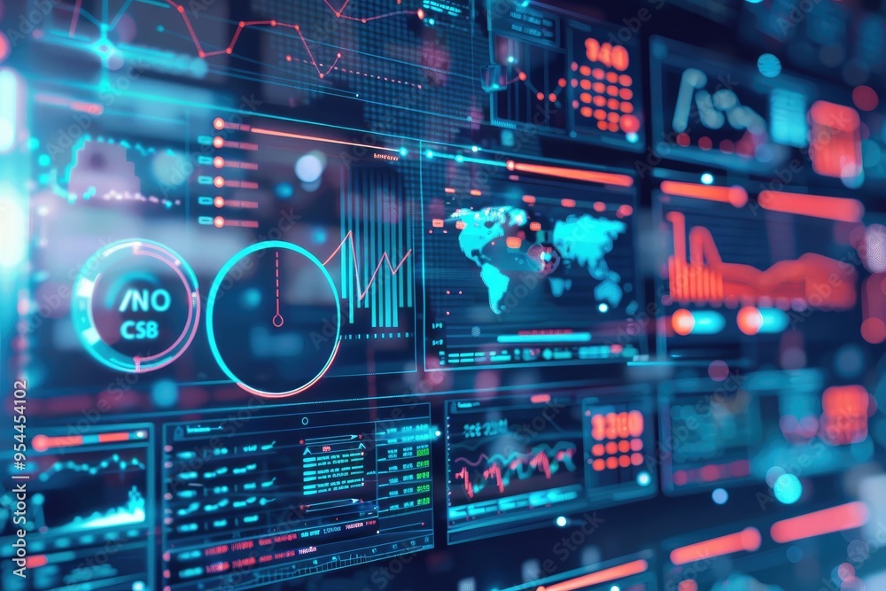 Beautiful visualization of data analytics in a modern business setting Beautiful visualization of data analytics in a modern business setting