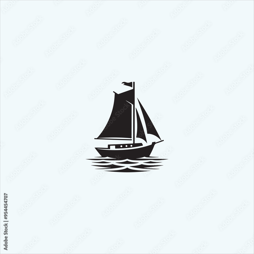 Silhouette vector icon design of boat with sail Silhouette vector icon design of boat with sail