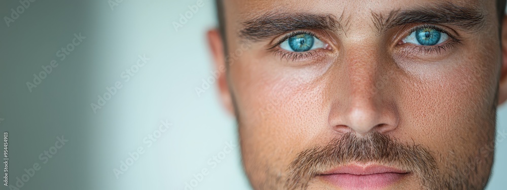 Obraz premium blue eyes and mustache above the upper lip