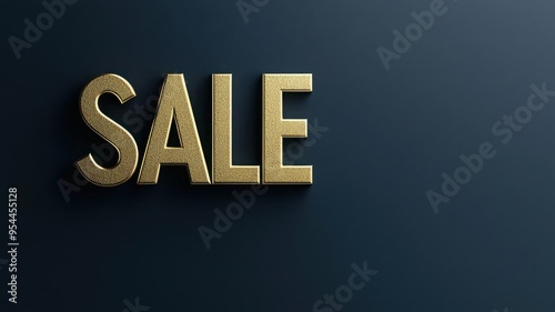 Shiny golden text 'SALE' against a dark background, perfect for promotions, advertising, and marketing imagery.