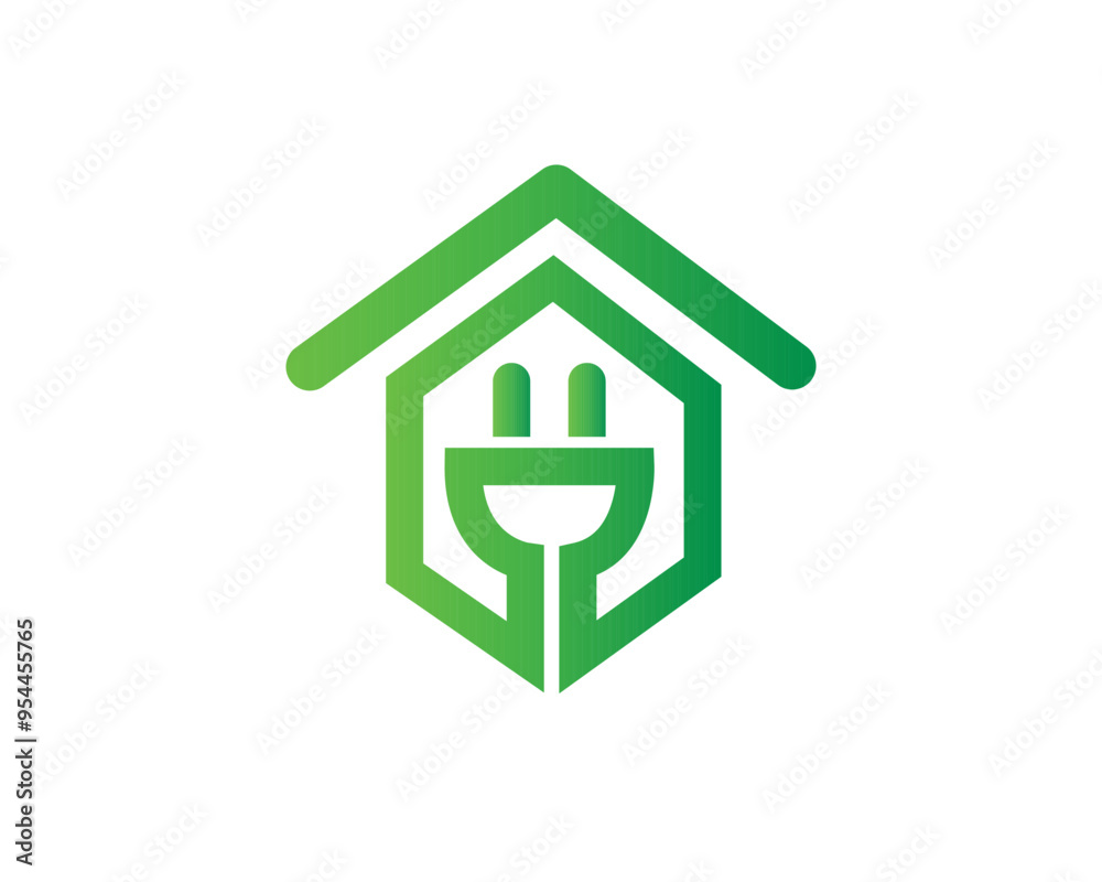 home plug electric energy logo design template illustration