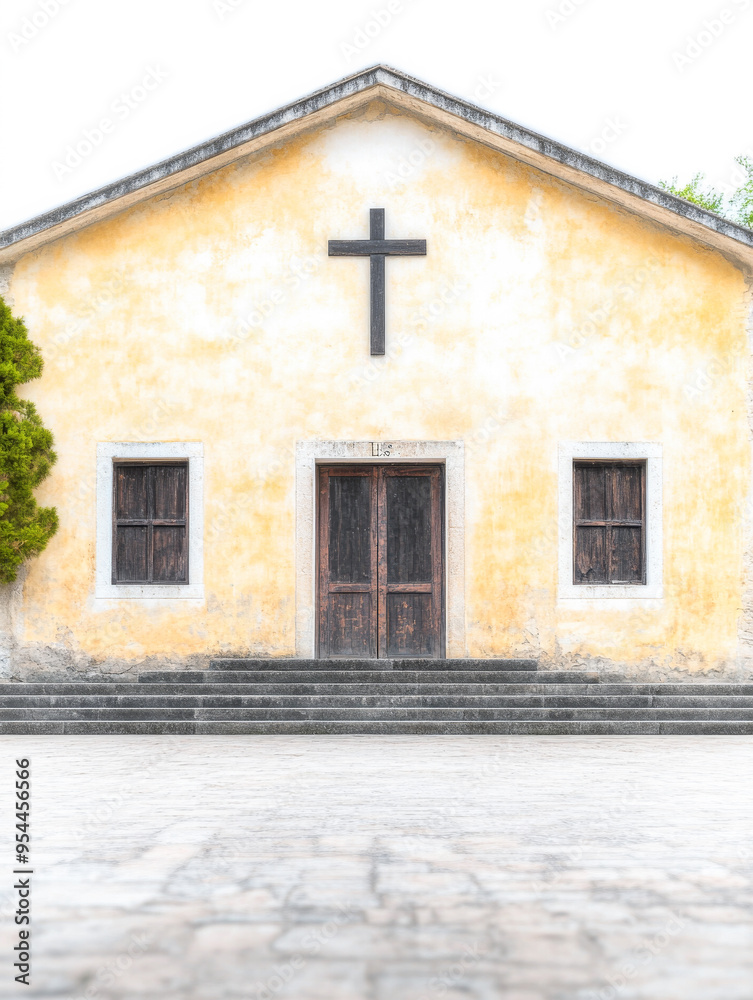A church facade with natural day lighting A church facade with natural day lighting