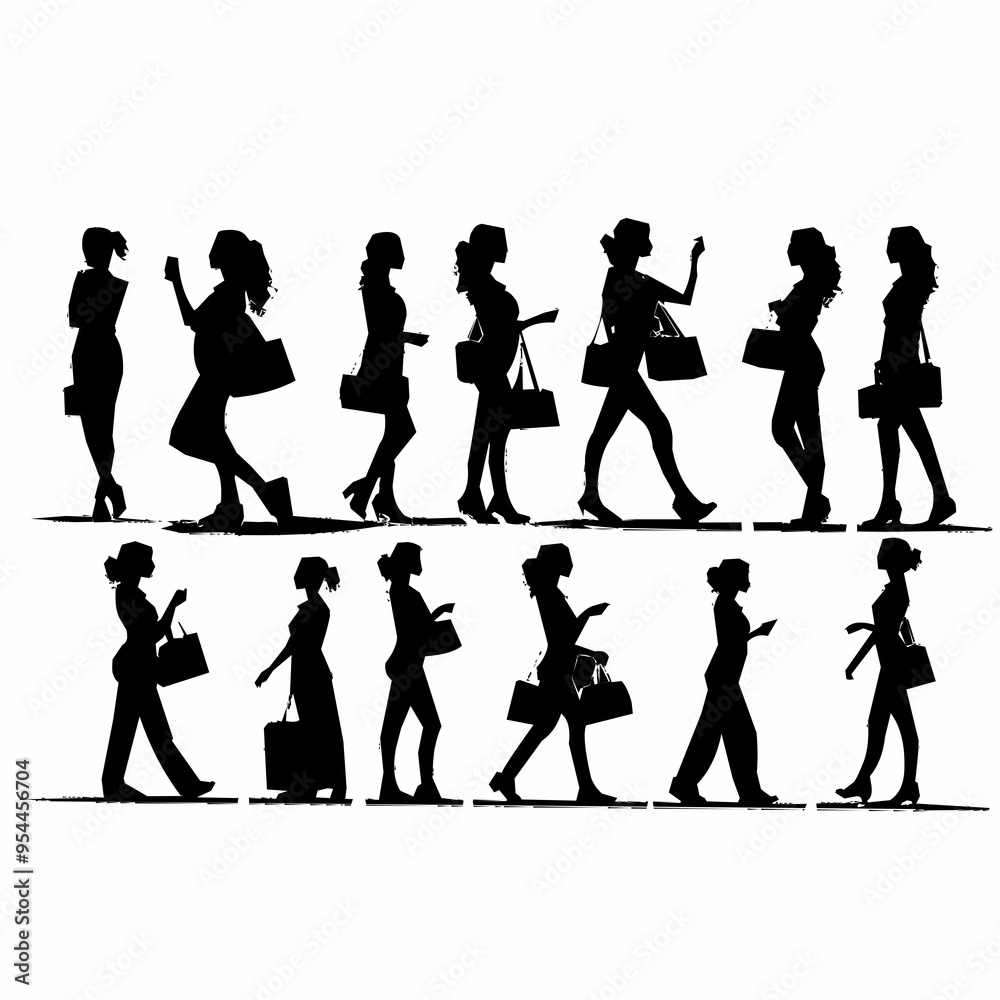 Obraz premium Women Set Silhouette