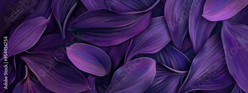 A unique abstract leaf design. The leaves are painted in shades of dark purple, giving it a sense of luxury and elegance.