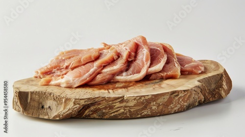 Fresh raw chicken sitting on a wooden surface photo