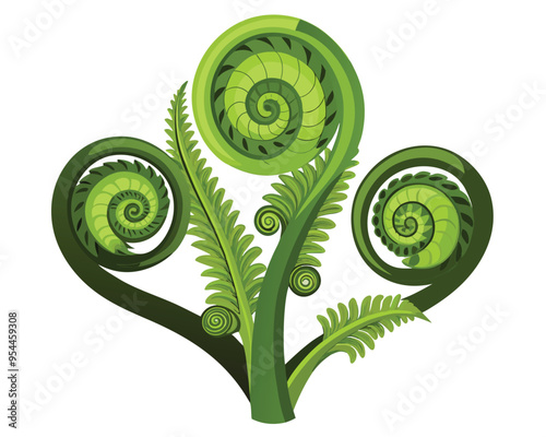 Fiddleheads vector illustration isolated on white background photo