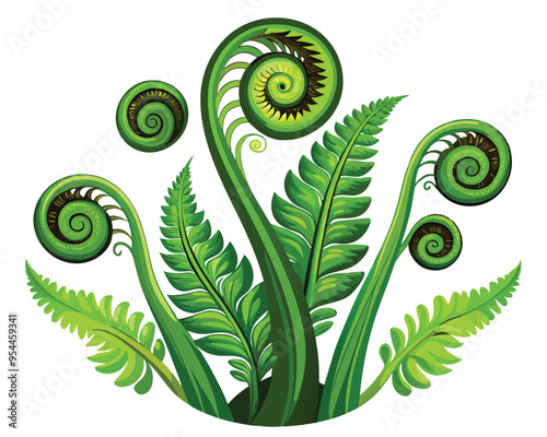 Fiddleheads vector illustration isolated on white background photo