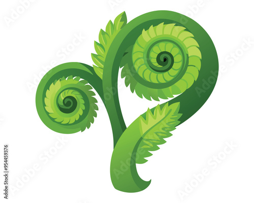 Fiddleheads vector illustration isolated on white background