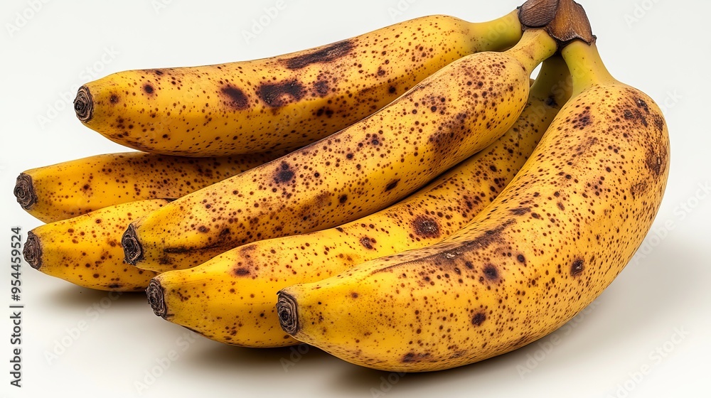 Overripe Bananas with Brown Spots on White Background Overripe Bananas with Brown Spots on White Background
